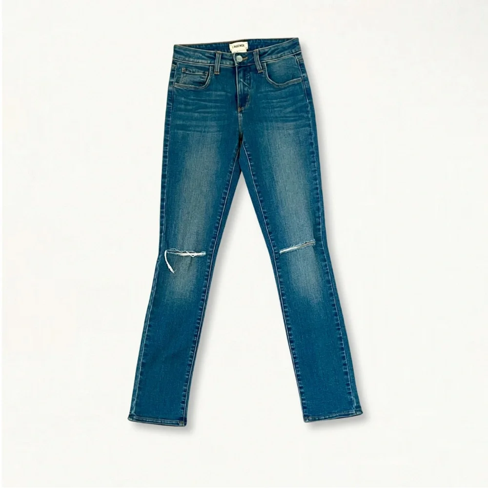 L'AGENCE Mon Jules Distressed Skinny Jeans in Authentique Denim Size 25 - Picture 4 of 16